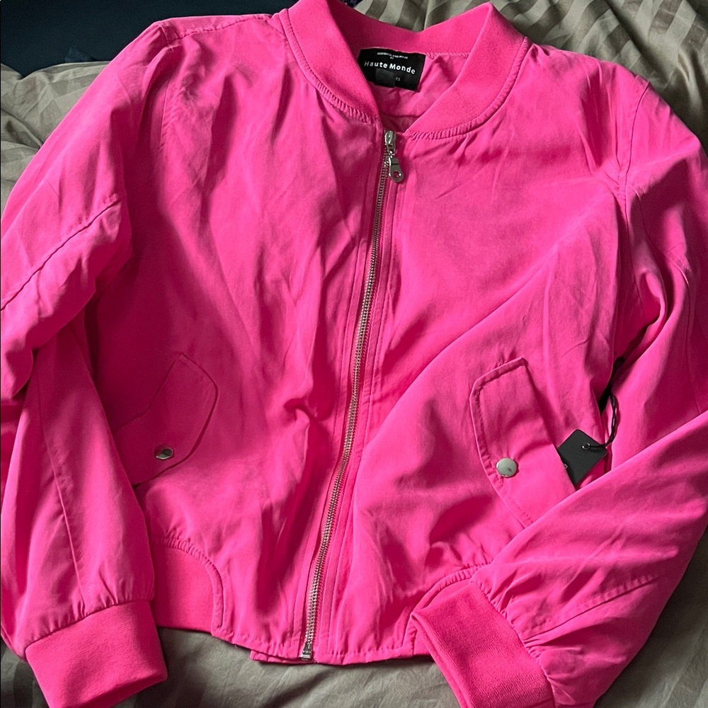 Haute Monde Neon Pink Bomber Jacket